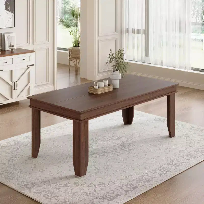 Dining Table for 6-8 People, 71 Long Brown Kitchen Tables with Wooden Sturdy Frame, 6 Ft Large Rectangular Dinner Table for Living Room Dining Room