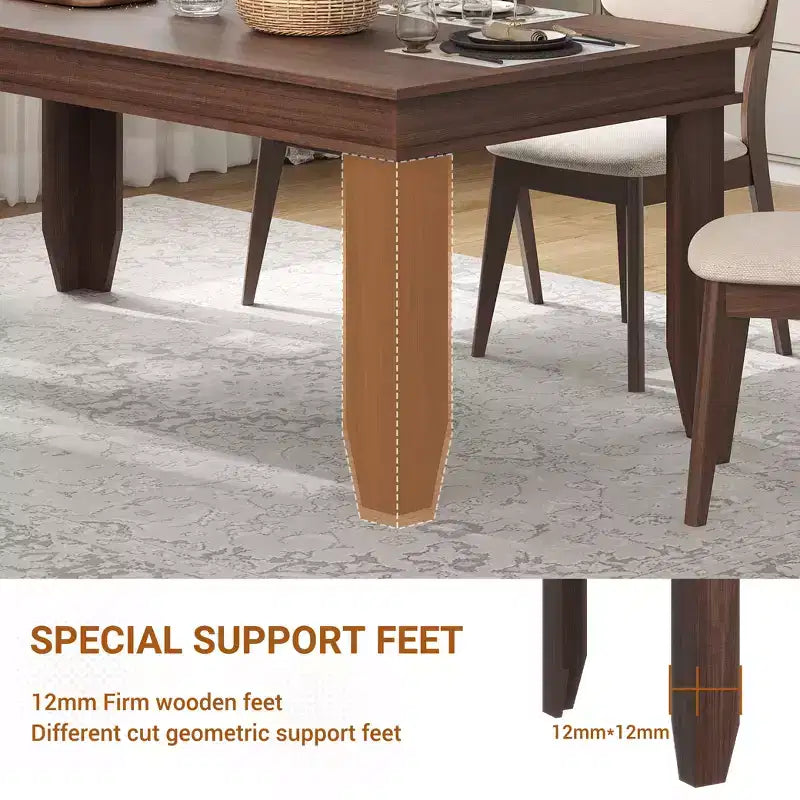 Dining Table for 6-8 People, 71 Long Brown Kitchen Tables with Wooden Sturdy Frame, 6 Ft Large Rectangular Dinner Table for Living Room Dining Room
