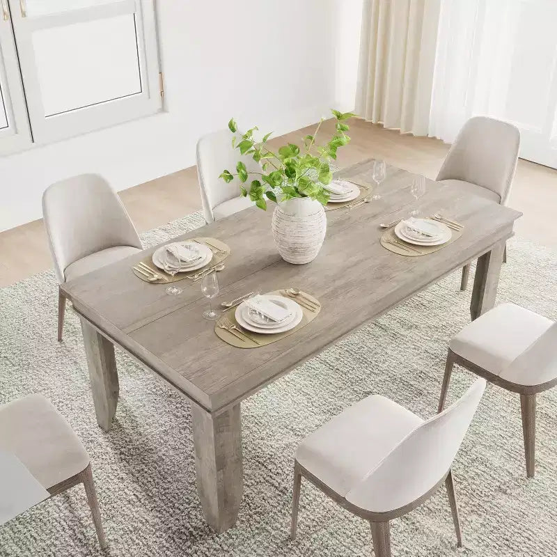 Dining Table for 6-8 People, 71 Long Brown Kitchen Tables with Wooden Sturdy Frame, 6 Ft Large Rectangular Dinner Table for Living Room Dining Room