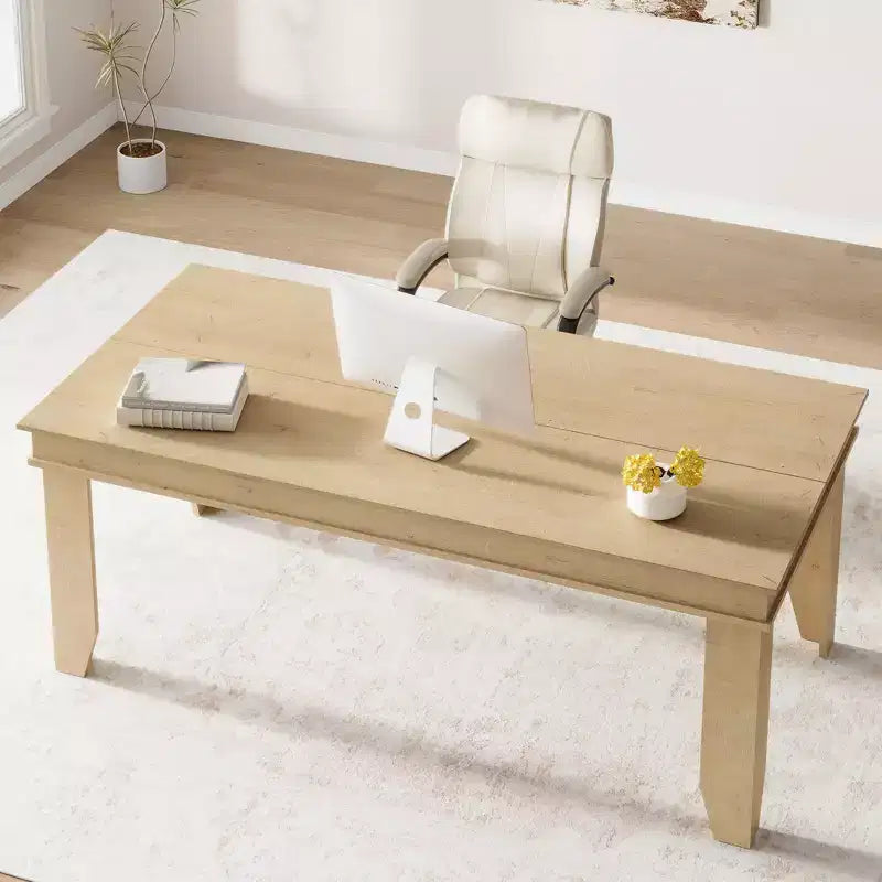 Dining Table for 6-8 People, 71 Long Brown Kitchen Tables with Wooden Sturdy Frame, 6 Ft Large Rectangular Dinner Table for Living Room Dining Room