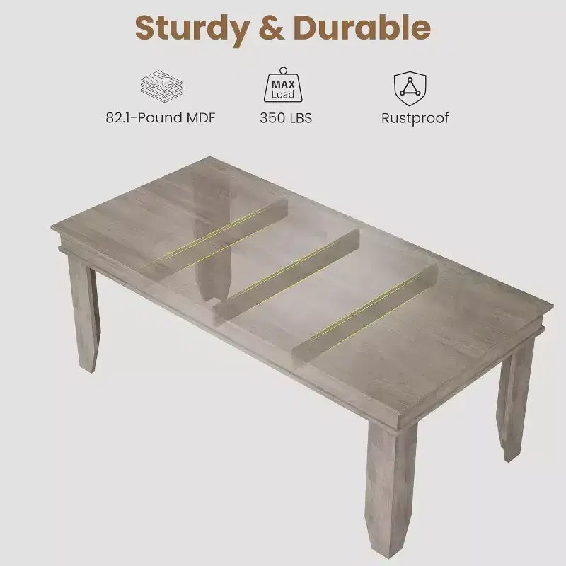 Dining Table for 6-8 People, 71 Long Brown Kitchen Tables with Wooden Sturdy Frame, 6 Ft Large Rectangular Dinner Table for Living Room Dining Room