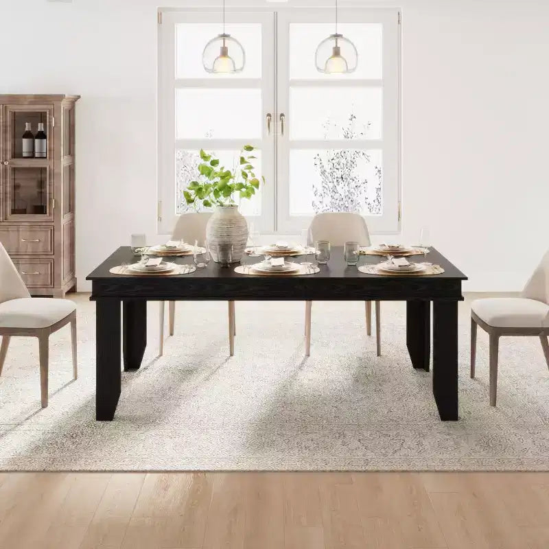Dining Table for 6-8 People, 71 Long Brown Kitchen Tables with Wooden Sturdy Frame, 6 Ft Large Rectangular Dinner Table for Living Room Dining Room