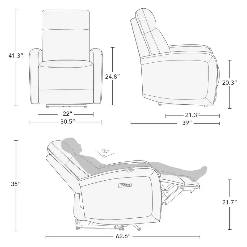Spruce & Spring Zero Wall Hugger Electric Power Recliner