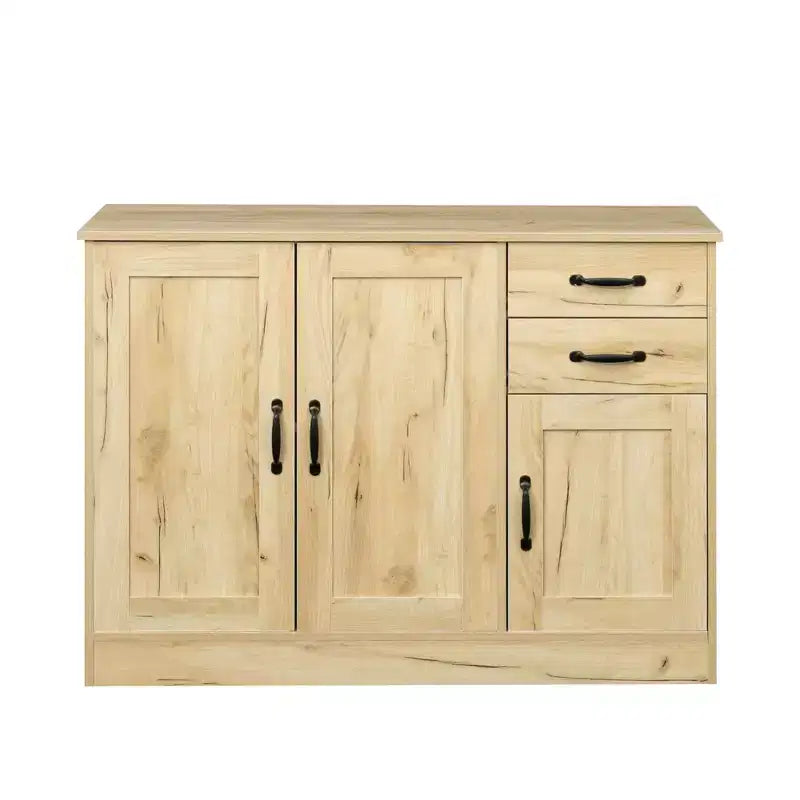 Credenza Moderna Okak, Mobile Buffet con 3 Ante e 2 Cassetti, Mobile Contenitore per Soggiorno, Sala da Pranzo, Cucina