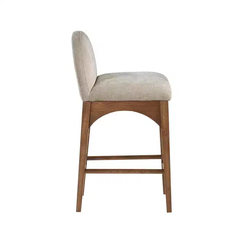 Sgabello in ciniglia beige Waldorf