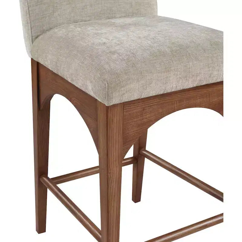 Sgabello in ciniglia beige Waldorf