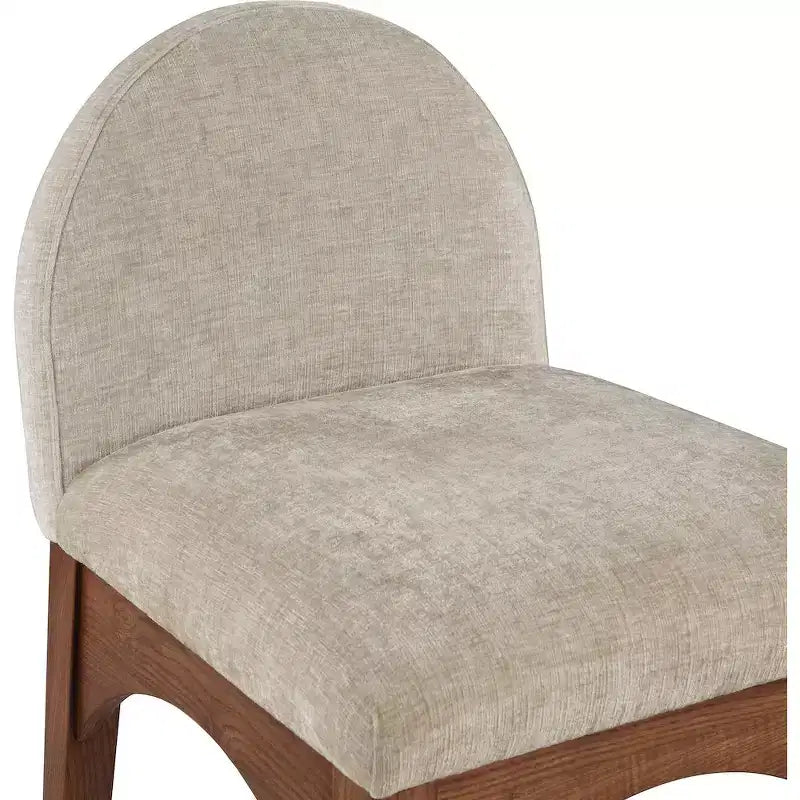 Sgabello in ciniglia beige Waldorf