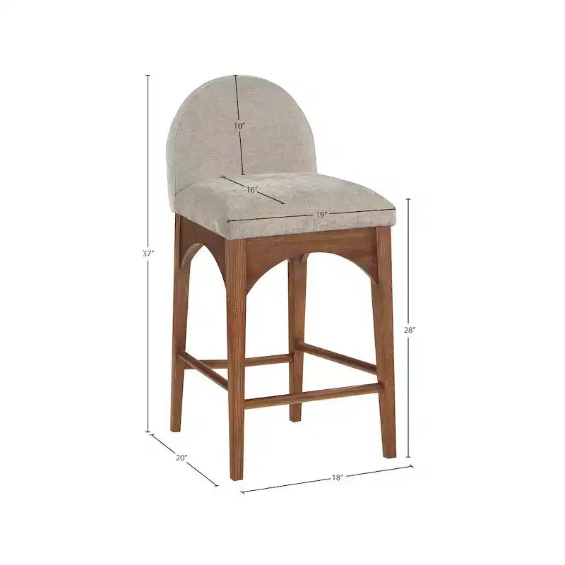 Sgabello in ciniglia beige Waldorf