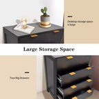 Cassettiera in legno con pannello fluted Waveform e 4 cassetti, comò moderno per camera da letto, soggiorno, cameretta e ingresso