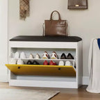 Panca scarpiera da 31,5 pollici con cassetto a ribalta e cuscino in PU, mobile organizer per scarpe da ingresso per corridoio, camera da letto, soggiorno