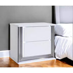 25 White Solid and Manufactured Wood Lighted Two Drawer Nightstand