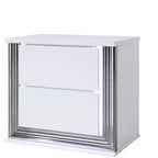 25 White Solid and Manufactured Wood Lighted Two Drawer Nightstand