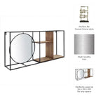 Mensola a Muro con Specchio, Mensola Sospesa Industriale in Metallo e Legno, Decorazione Moderna per Camera da Letto, Soggiorno, Ufficio