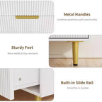 GustoWave Cassettiera scanalata per camera da letto con 5 cassetti, cassettiera in legno con maniglie e piedi in metallo, cassettiera naturale per soggiorno, camera da letto