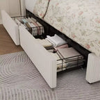 Acekool Corduroy Upholstered Storage Bed with Drawers, Modern Platform Bed Frame
