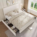 Acekool Corduroy Upholstered Storage Bed with Drawers, Modern Platform Bed Frame