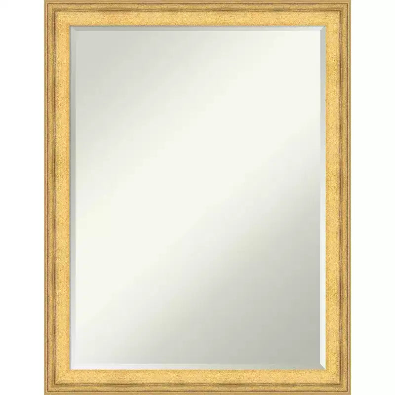 Amanti Art Owen Gold Petite Bevel Wood Bathroom Wall Mirror 27 x 21 in.