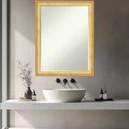 Specchio da bagno da parete Amanti Art Owen Gold Petite Bevel Wood 27 x 21 pollici