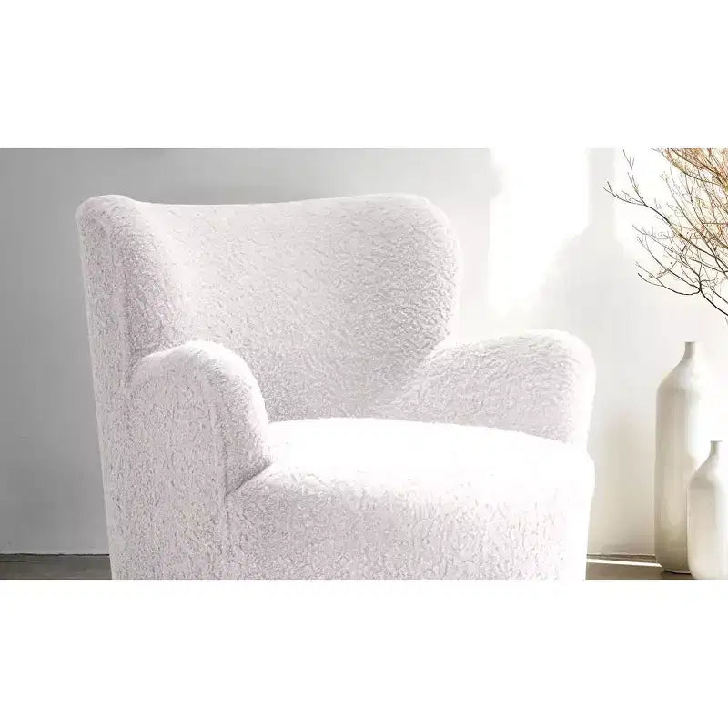 Suncook Modern Upholstered Accent Chair with Curved Back and Ball Feet