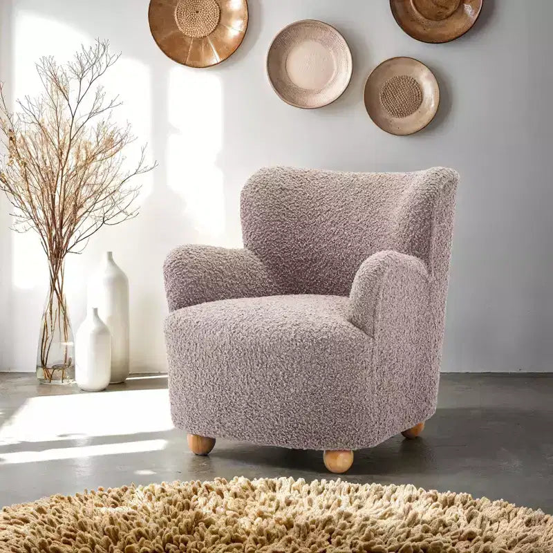 Suncook Modern Upholstered Accent Chair with Curved Back and Ball Feet