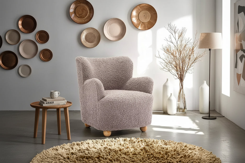 GDFStudio Suncook Modern Upholstered Accent Chair with Curved Back and Ball Feet