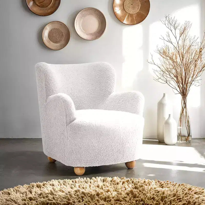 Suncook Modern Upholstered Accent Chair with Curved Back and Ball Feet