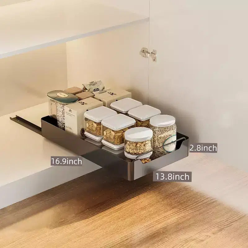 Organizzatore Estraibile per Armadio con Pellicola Adesiva, Ripiani Contenitori Estraibili Resistenti per Dispensa Cucina, Nessuna Perforazione Richiesta