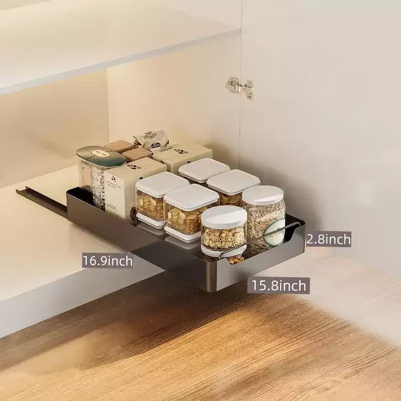 Organizzatore Estraibile per Armadio con Pellicola Adesiva, Ripiani Contenitori Estraibili Resistenti per Dispensa Cucina, Nessuna Perforazione Richiesta