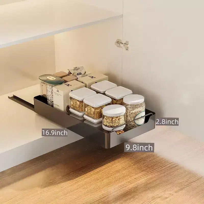 Organizzatore Estraibile per Armadio con Pellicola Adesiva, Ripiani Contenitori Estraibili Resistenti per Dispensa Cucina, Nessuna Perforazione Richiesta
