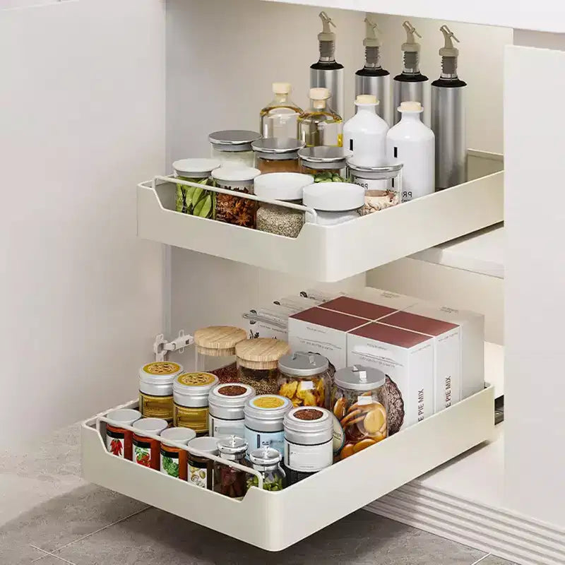 Organizzatore Estraibile per Armadio con Pellicola Adesiva, Ripiani Contenitori Estraibili Resistenti per Dispensa Cucina, Nessuna Perforazione Richiesta