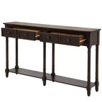 Okak 58IN Consolle Vintage Sottile, Tavolo d'Ingresso con Due Cassetti e Ripiano Inferiore, Tavolo d'Appoggio per Soggiorno, Corridoio