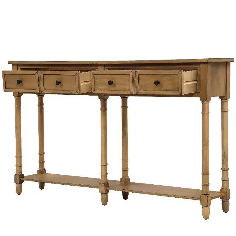Okak 58IN Consolle Vintage Sottile, Tavolo d'Ingresso con Due Cassetti e Ripiano Inferiore, Tavolo d'Appoggio per Soggiorno, Corridoio