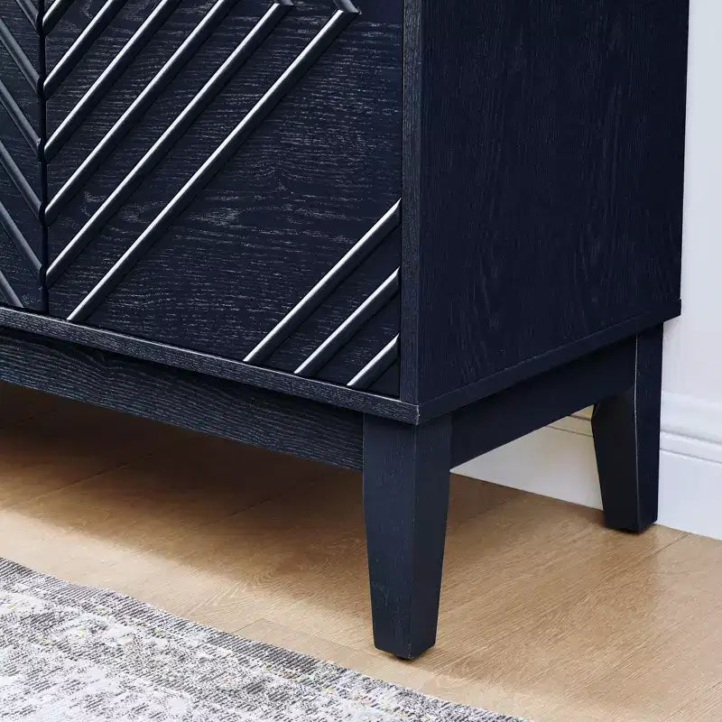 60 Storage Sideboard Cabinet with Geometric Pattern Doors & Adjustable Shelves, Modern Console Table TV Stand, Coffee Bar Buffet Table for Kitchen