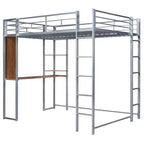 Letto a soppalco in metallo di dimensioni complete da 79,5 pollici con 2 scale, telaio letto con scrivania, 2 ripiani e ringhiere di sicurezza, letto a castello per camera da letto, dormitorio