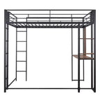 Letto a soppalco in metallo di dimensioni complete da 79,5 pollici con 2 scale, telaio letto con scrivania, 2 ripiani e ringhiere di sicurezza, letto a castello per camera da letto, dormitorio