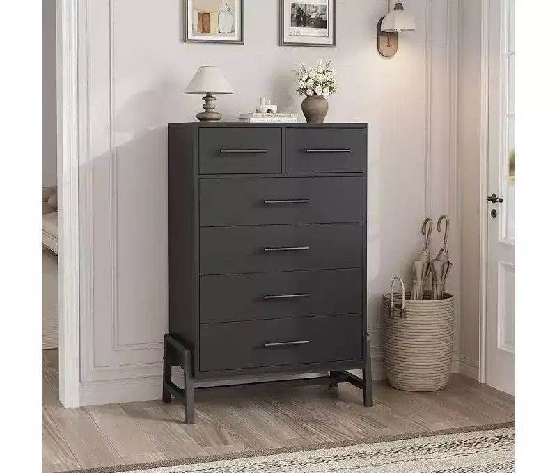 CuisinSmart 6 Dresser for Bedroom, Freestanding Tall Drawer Dresser with Storage, Wooden Closet Storage Chest for Bedroom Living Room