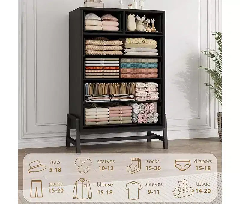 CuisinSmart 6 Dresser for Bedroom, Freestanding Tall Drawer Dresser with Storage, Wooden Closet Storage Chest for Bedroom Living Room