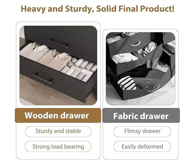 CuisinSmart 6 Dresser for Bedroom, Freestanding Tall Drawer Dresser with Storage, Wooden Closet Storage Chest for Bedroom Living Room