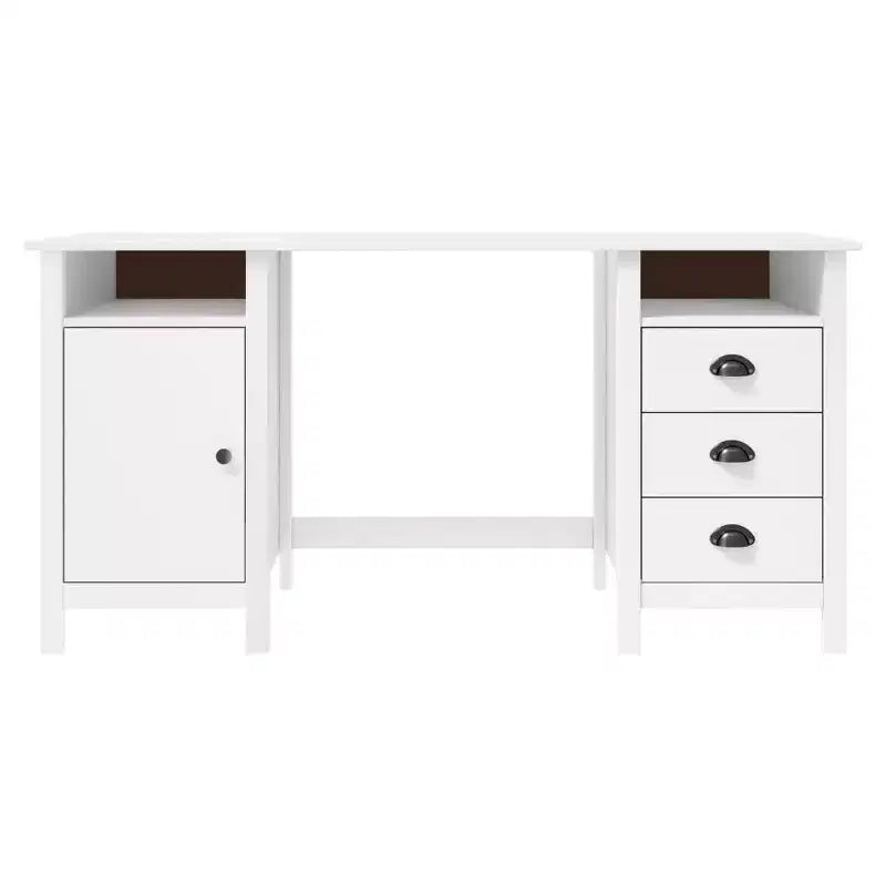 Desk White Solid Pine Wood Standard Desk Rectangular Rustic