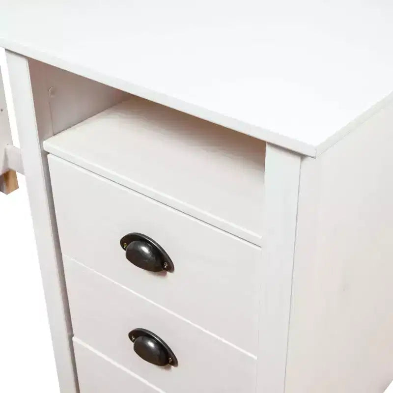 Desk White Solid Pine Wood Standard Desk Rectangular Rustic