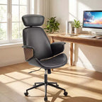 Sedia da ufficio ergonomica Costway con poggiatesta, altezza regolabile, similpelle e base in metallo
