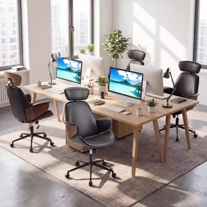 Costway Ergonomic Office Chair with Headrest, Adjustable Height, Faux Leather & Metal Base