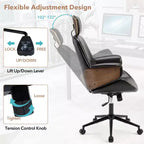 Sedia da ufficio ergonomica Costway con poggiatesta, altezza regolabile, similpelle e base in metallo