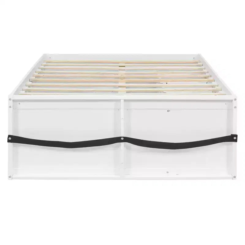 Letto a piattaforma Zeus & Ruta Wood con libreria, mobiletto, luce e cassetto