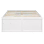 Letto a piattaforma Zeus & Ruta Wood con libreria, mobiletto, luce e cassetto