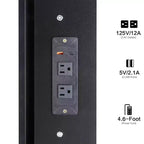Toeletta di lusso da 94 cm con specchio scorrevole a LED, mobiletto contenitore, hub di alimentazione integrato, supporto per asciugacapelli e mobiletto laterale per camera da letto