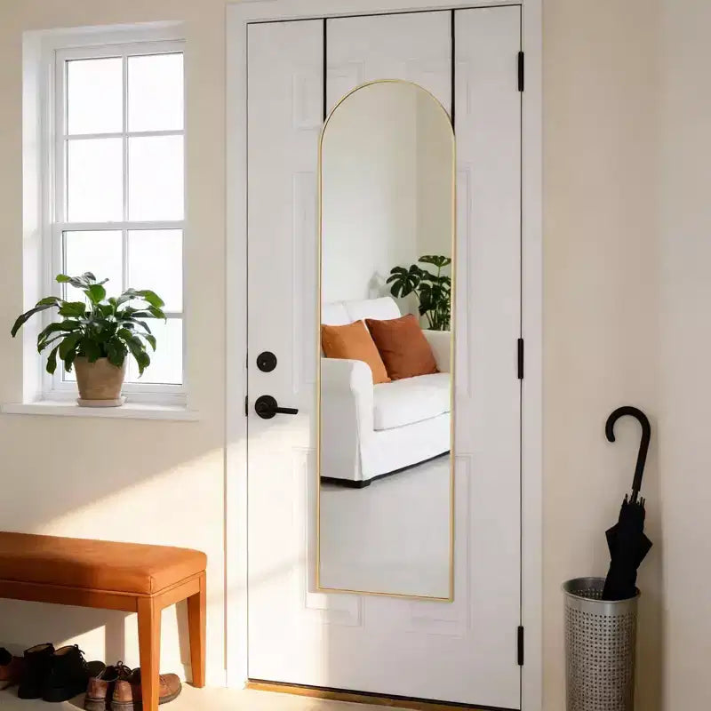 Specchio a figura intera da appendere alla porta 47x14, specchio da parete con cornice in alluminio salvaspazio per camera da letto, soggiorno, ingressi