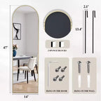Specchio a figura intera da appendere alla porta 47x14, specchio da parete con cornice in alluminio salvaspazio per camera da letto, soggiorno, ingressi