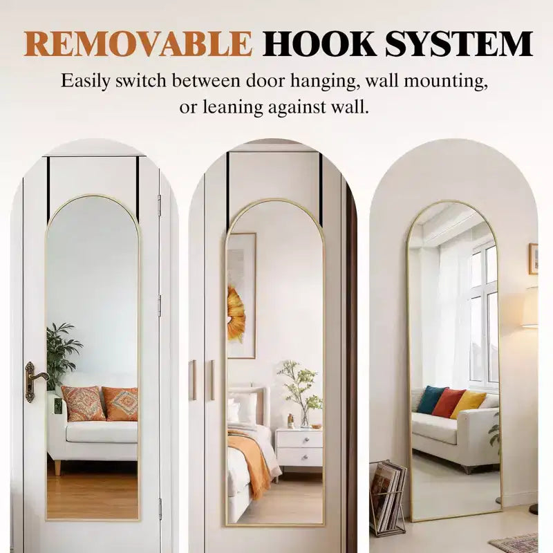 Specchio a figura intera da appendere alla porta 47x14, specchio da parete con cornice in alluminio salvaspazio per camera da letto, soggiorno, ingressi