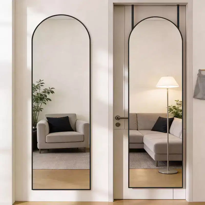 47x14 Over-the-Door Full-Length Mirror, Aluminum Frame Space-Saving Vanity Mirror for Bedroom, Living Room, Entryways
